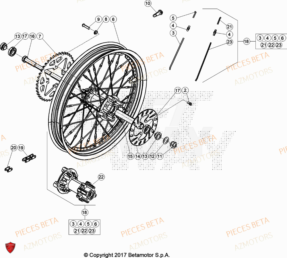Roue Arriere AZMOTORS Pièces BETA EVO 200 2T - [2023]