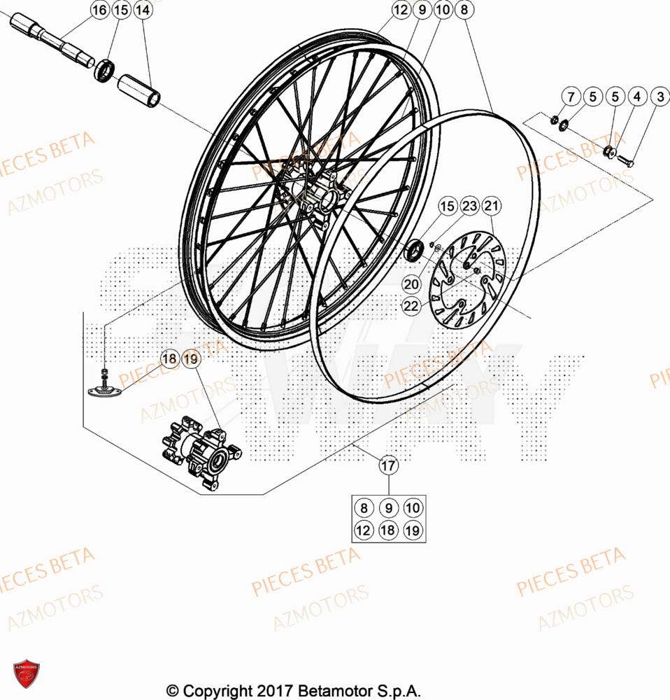 Roue Avant AZMOTORS Pièces BETA EVO 200 2T - [2023]