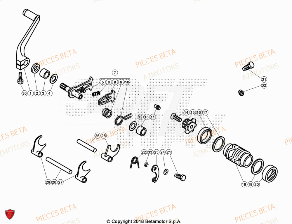 Selecteur De Vitesses AZMOTORS Pièces BETA EVO 200 2T - [2023]