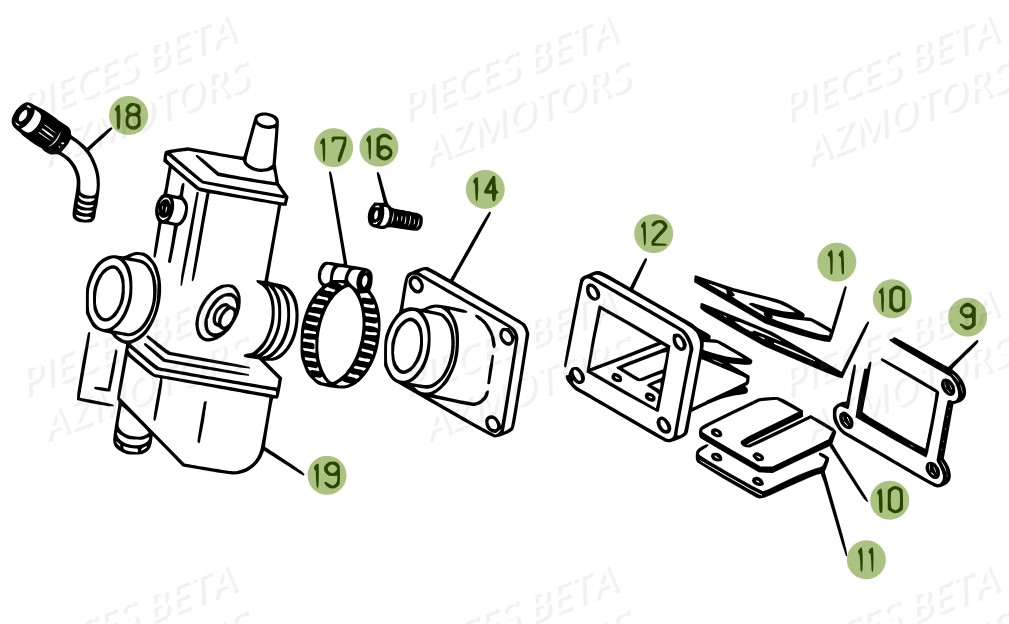 Carburateur BETA Pièces BETA EVO-200 2T (2011)