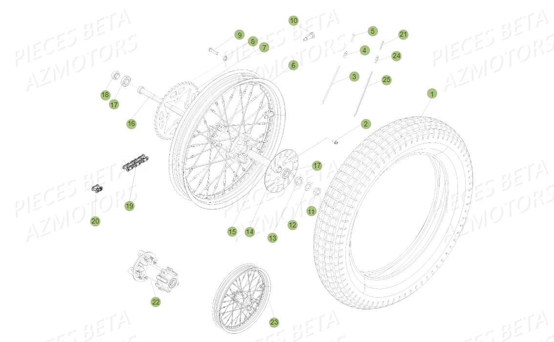 ROUE ARRIERE BETA EVO 200 2T 11