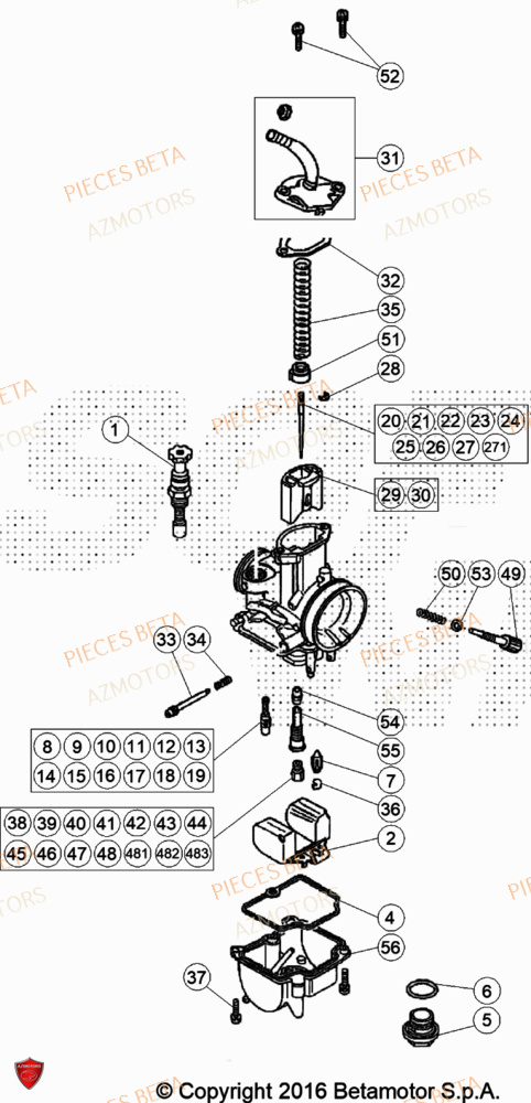 Carburateur AZMOTORS Pièces Beta TRIAL EVO 200 FACTORY 2T 2023