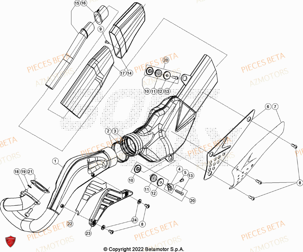 Echappement AZMOTORS Pièces Beta TRIAL EVO 200 FACTORY 2T 2023