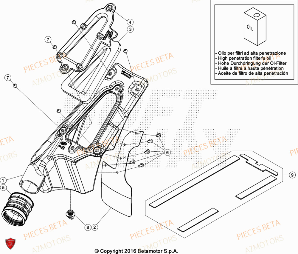 FILTRE A AIR EN EPONGE ORIGINE BETA pour FILTRE-A-AIR de EVO-200-2T-FACTORY-23