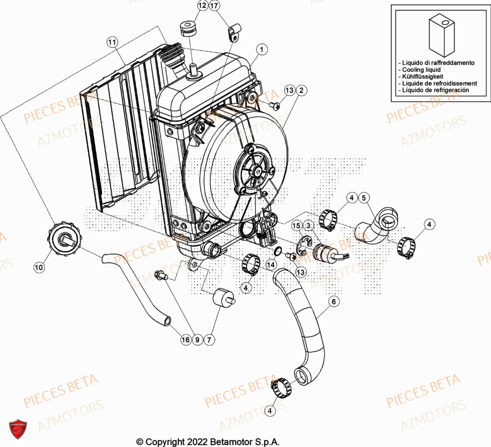 Radiateur AZMOTORS Pièces Beta TRIAL EVO 200 FACTORY 2T 2023