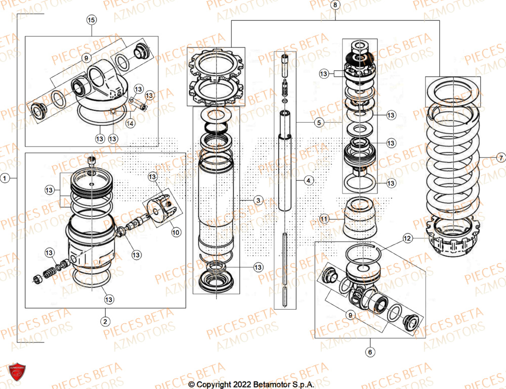 Amortisseur BETA Pièces Beta TRIAL EVO 200 FACTORY 2T 2025