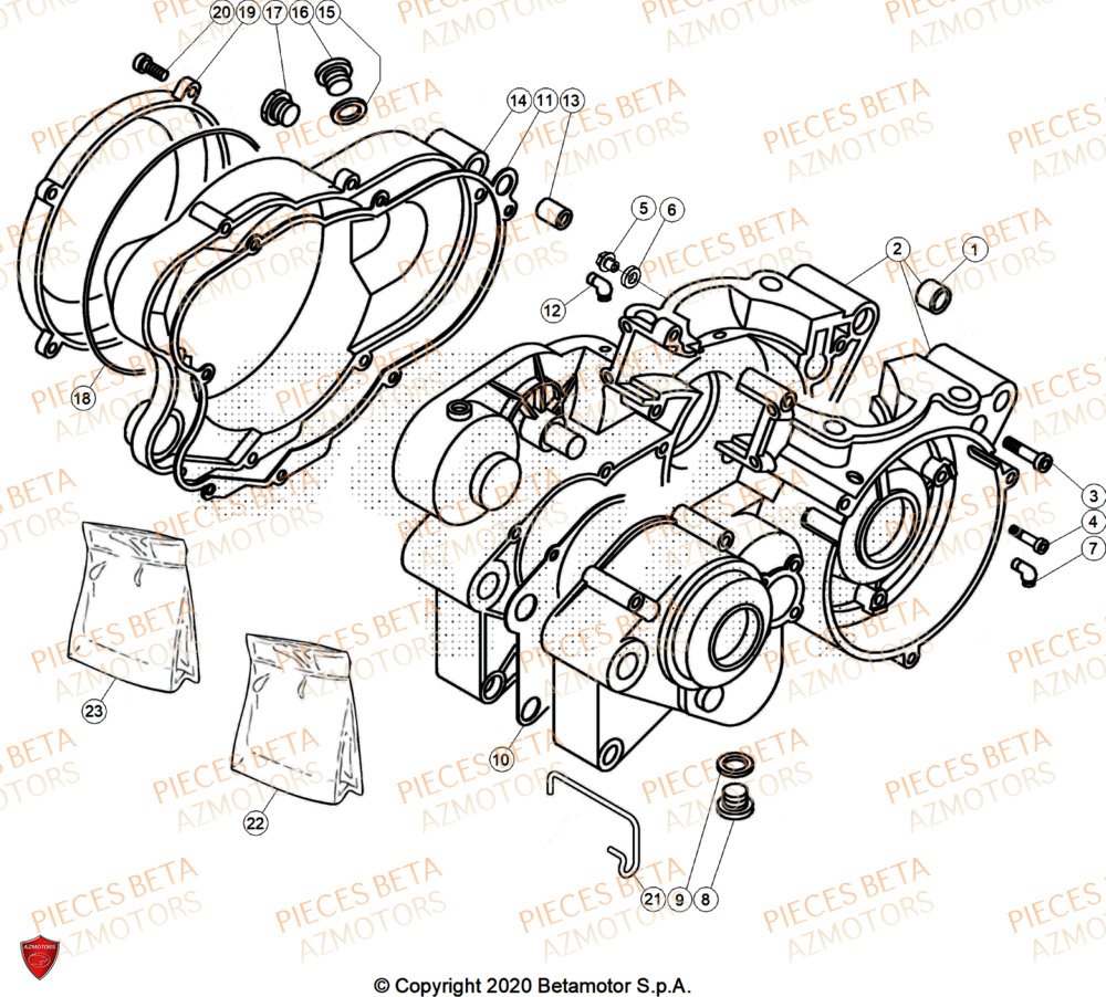 Carter Moteur BETA Pièces Beta TRIAL EVO 200 FACTORY 2T 2025