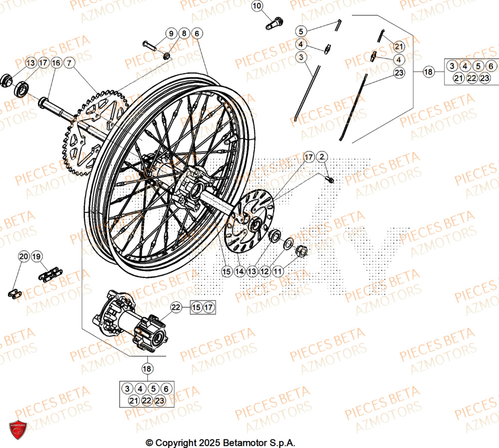 Roue Arriere BETA Pièces Beta TRIAL EVO 200 FACTORY 2T 2025
