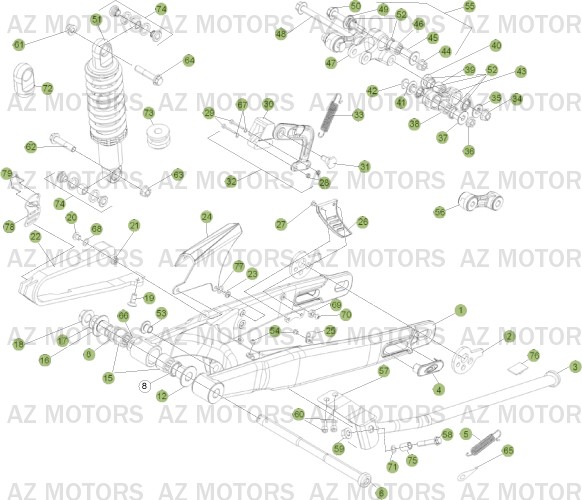 FOURCHE ARRIERE - SUSPENSION ARRIERE pour EVO-250-2T-11