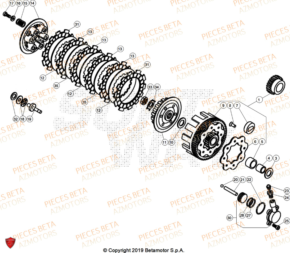 Embrayage BETA Pièces Beta TRIAL EVO 250 FACTORY 2T 2025