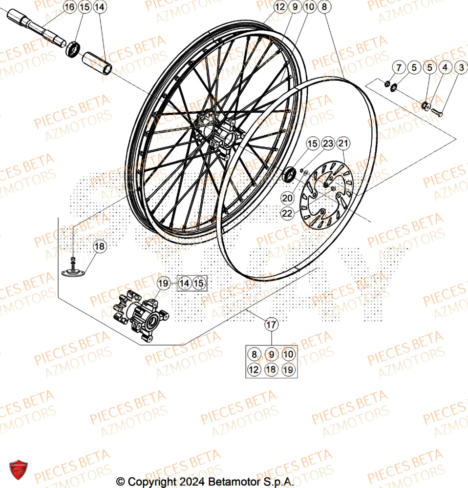Roue Avant BETA Pièces Beta TRIAL EVO 250 FACTORY 2T 2025