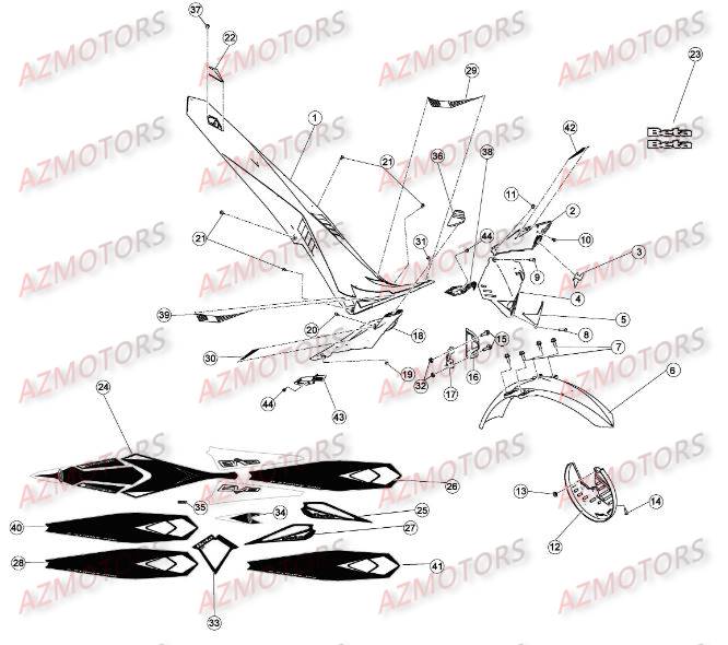 CARENAGES RESERVOIR SELLE pour EVO-290-2T-09