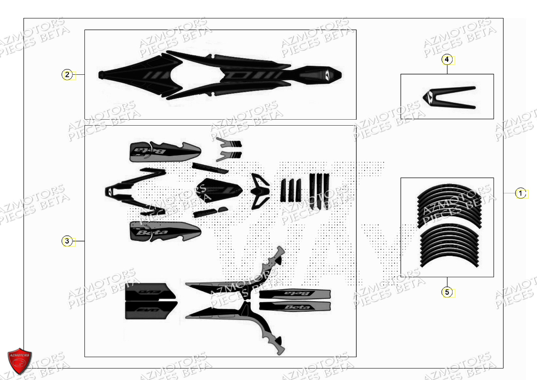 Autocollants Evo My24 BETA Pièces Beta TRIAL EVO 125 2T 2024
