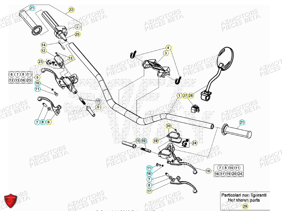 Commandes Guidon BETA Pièces Beta TRIAL EVO 125 2T 2024