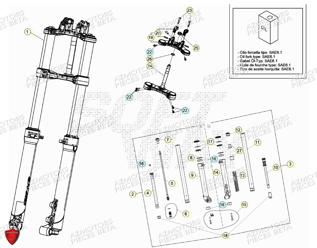 Fourche BETA Pièces Beta TRIAL EVO 125 2T 2024