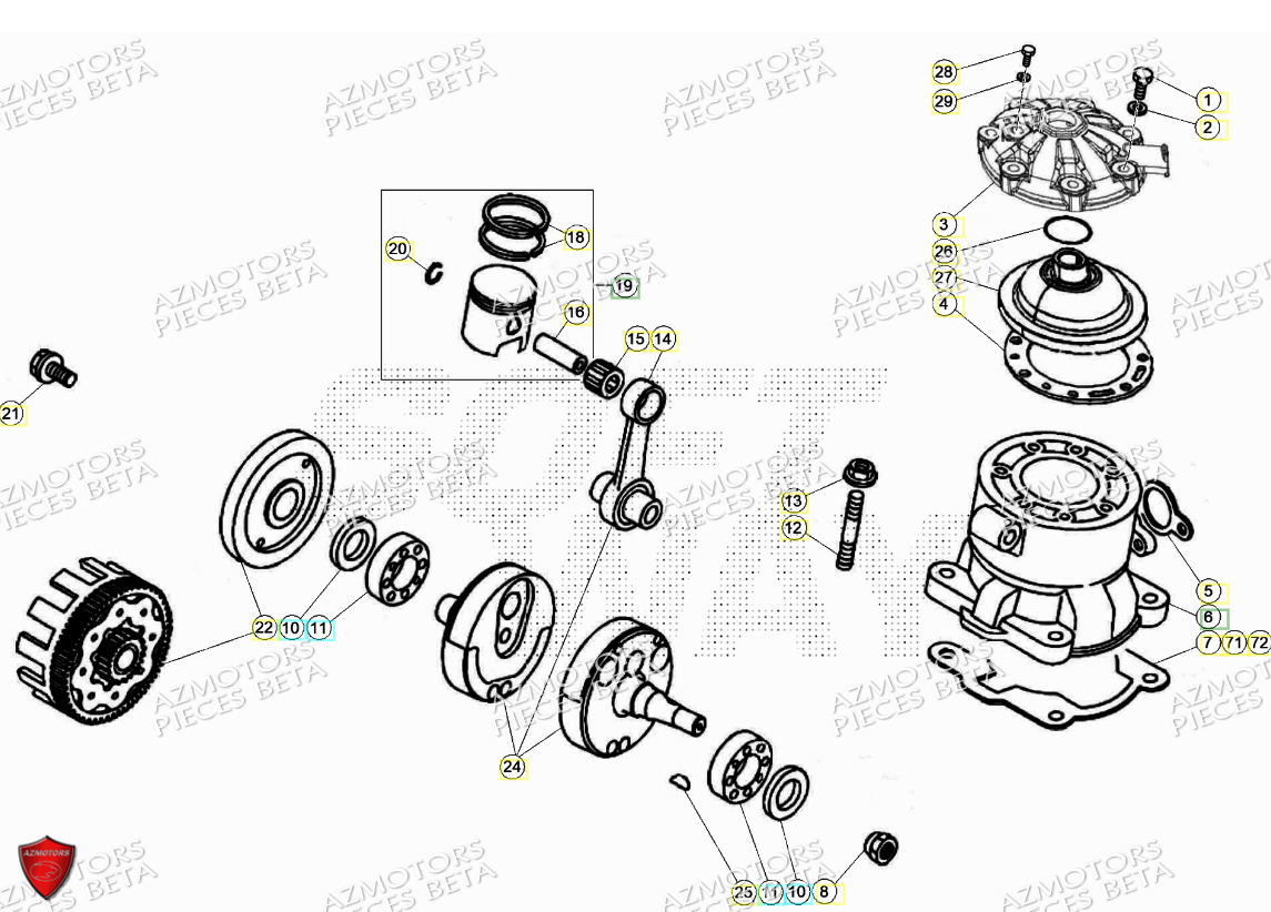 Vilebrequin Piston Contre Arbre BETA Pièces Beta TRIAL EVO 125 2T 2024