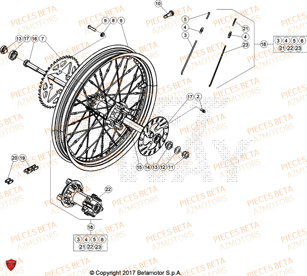 Roue Arriere BETA Pièces BETA EVO 125 2T - 2025