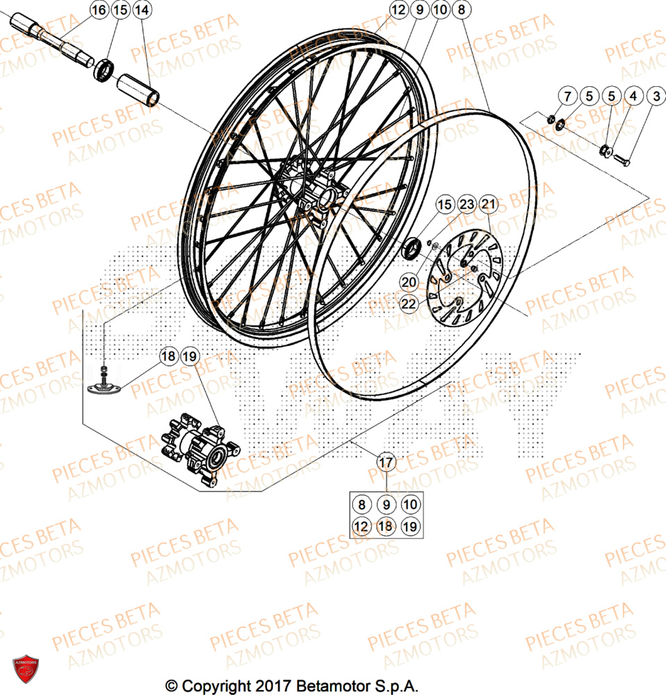 Roue Avant BETA Pièces BETA EVO 125 2T - 2025