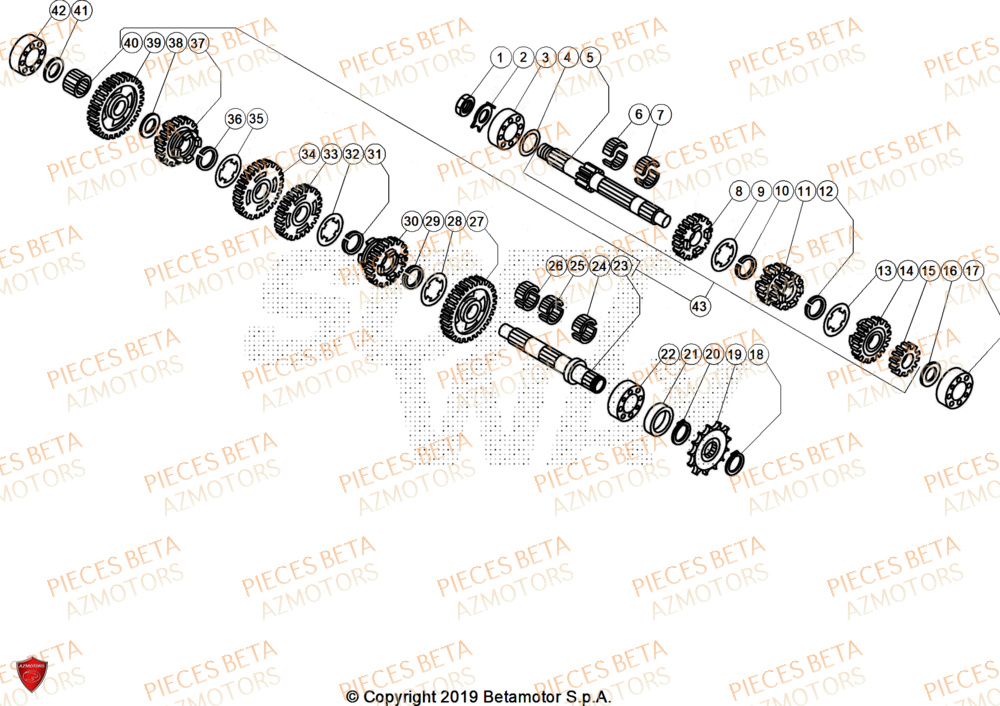 Transmission BETA Pièces BETA EVO 125 2T - 2025