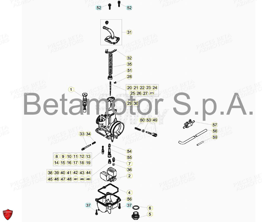 Carburateur Detail BETA Pièces BETA EVO 2T -125CC- FACTORY - (2018)
