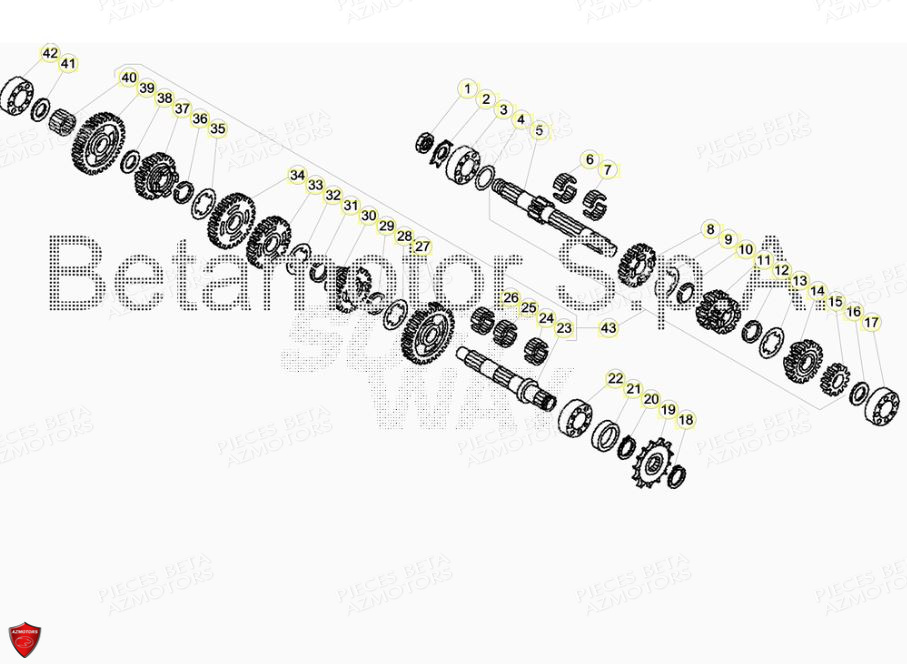 PIGNON CHAINE Z 9 REV 125  07 BETA pour BOITE A VITESSES de EVO 125 2T FACTORY 2019