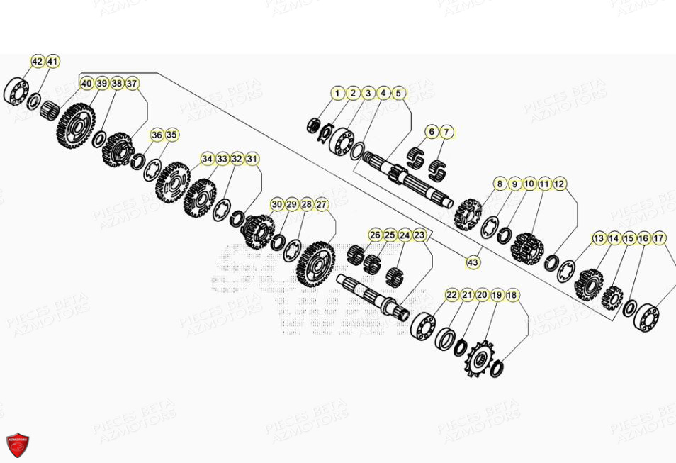 PIGNON CHAINE Z 9 REV 125  07 BETA pour BOITE A VITESSES de EVO 125 2T FACTORY 2020