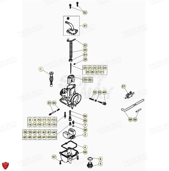 CARBURATEUR DETAIL BETA EVO 125 2T FACTORY 2020