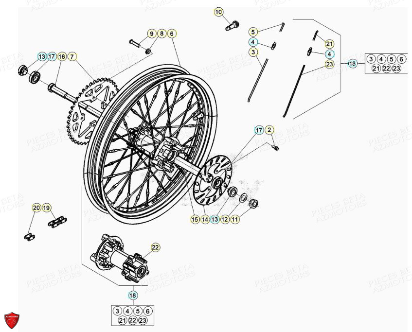 COURONNE TRANSMISSION SECONDAI Z43 BLACK BETA pour ROUE ARRIERE de EVO 125 2T FACTORY 2020