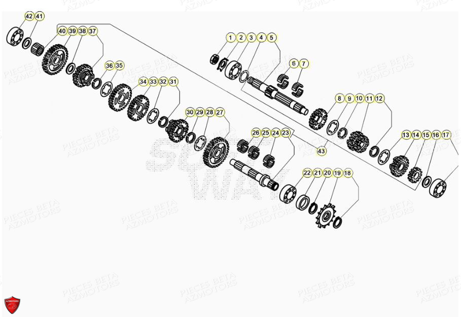 PIGNON CHAINE Z 9 REV 125  07 BETA pour BOITE A VITESSES de EVO 125 2T FACTORY 2021
