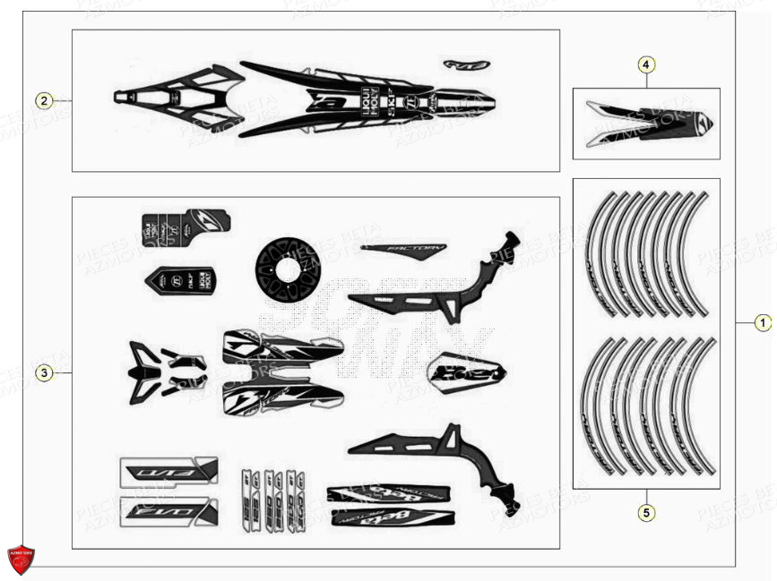 CARENAGES AUTOCOLLANTS BETA EVO 125 2T FACTORY 2021