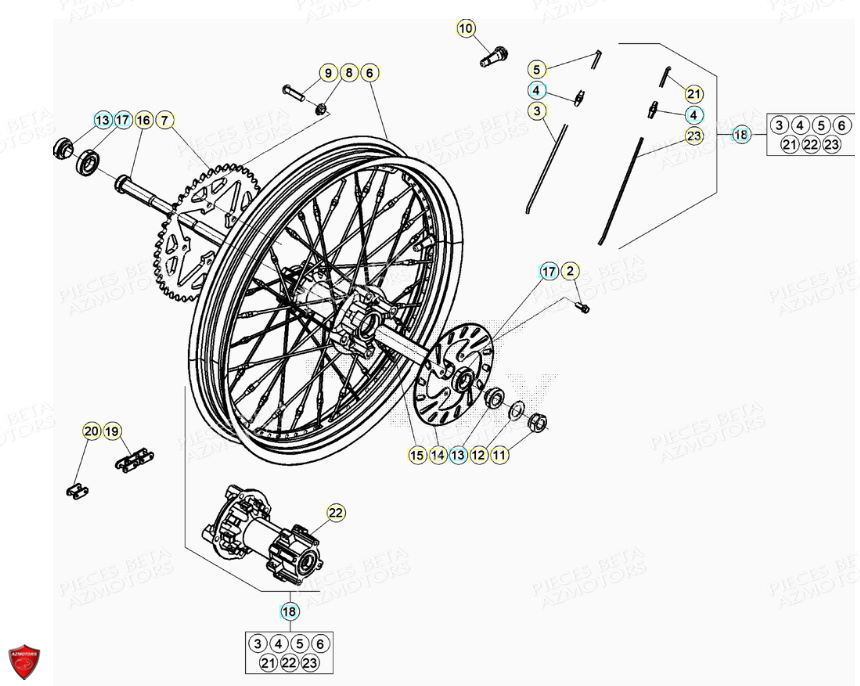 COURONNE TRANSMISSION SECONDAI Z43 BLACK BETA pour ROUE ARRIERE de EVO 125 2T FACTORY 2021