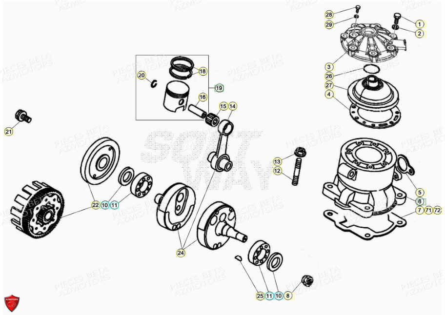 Vilebrequin Piston Contre Arbre BETA Pièces BETA EVO 2T -125CC- FACTORY - (2021)