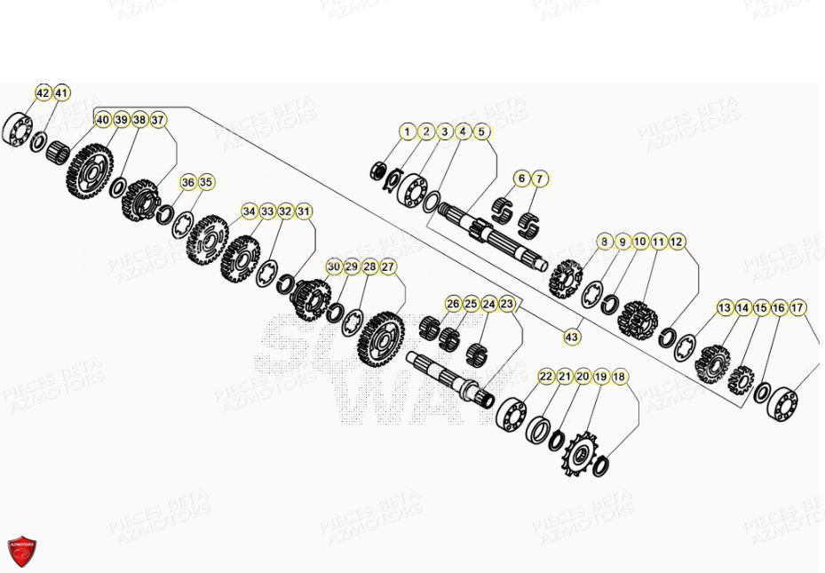 PIGNON CHAINE Z 9 REV 125  07 BETA pour BOITE A VITESSES de EVO 125 2T FACTORY 2022