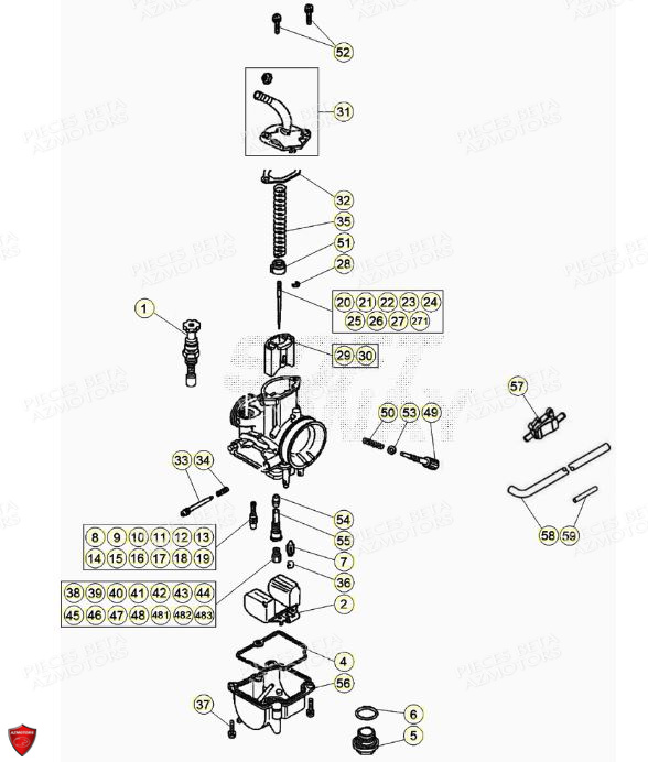 CARBURATEUR-DETAIL BETA Pièces BETA EVO 2T -125CC- FACTORY - (2022)
