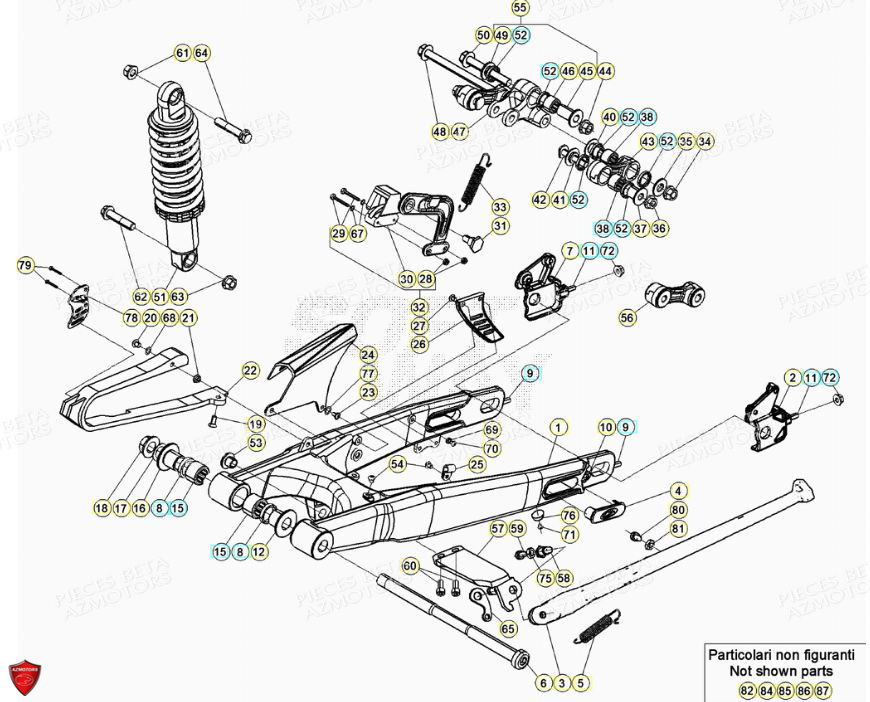 FOURCHE_ARRIERE-SUSPENSION_ARRIERE BETA Pièces BETA EVO 2T -125CC- FACTORY - (2022)