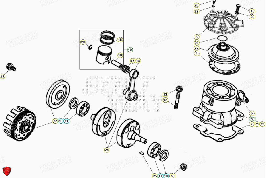 Vilebrequin Piston Contre Arbre BETA Pièces BETA EVO 2T -125CC- FACTORY - (2022)