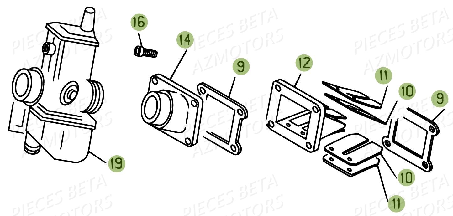 Carburateur Clapets BETA Pièces BETA EVO 2T -250CC- FACTORY - (2015)