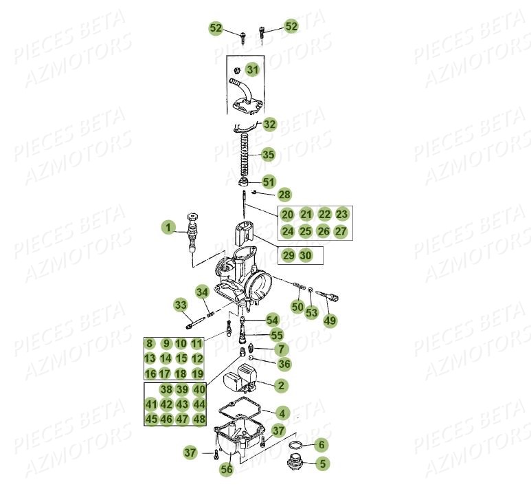 Carburateur Detail BETA Pièces BETA EVO 2T -250CC- FACTORY - (2015)