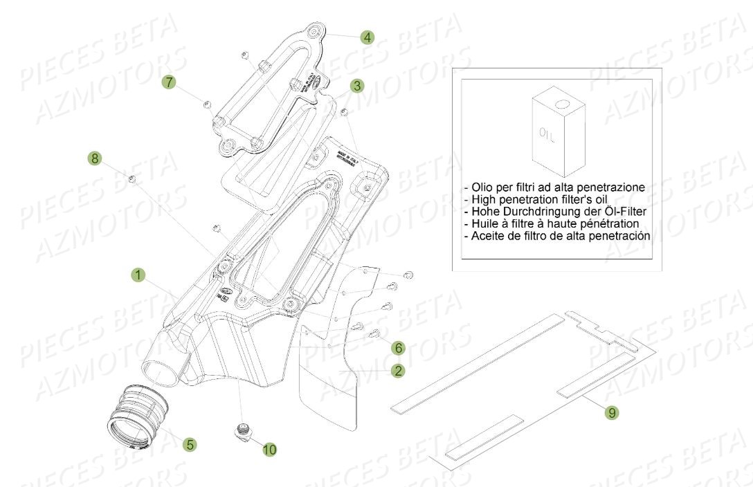 Filtre A Air BETA Pièces BETA EVO 2T -250CC- FACTORY - (2015)