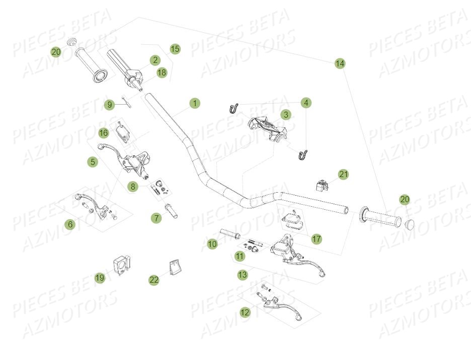 GUIDON_COMMANDES BETA Pièces BETA EVO 2T -250CC- FACTORY - (2015)
Numéro de serie de ZD3T60100F0250157 au	ZD3T60100F0250202,ZD3T60335F0300166 au ZD3T60335F0300166,ZD3T60337F0300167 au ZD3T60337F0300167,ZD3T60339F0300168 au ZD3T60339F0300168,ZD3T6033XF0300177 au ZD3T6033XF0300177