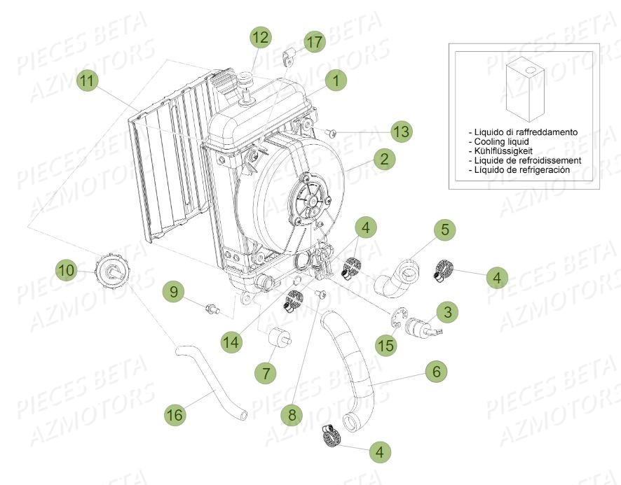 Radiateur BETA Pièces BETA EVO 2T -250CC- FACTORY - (2015)