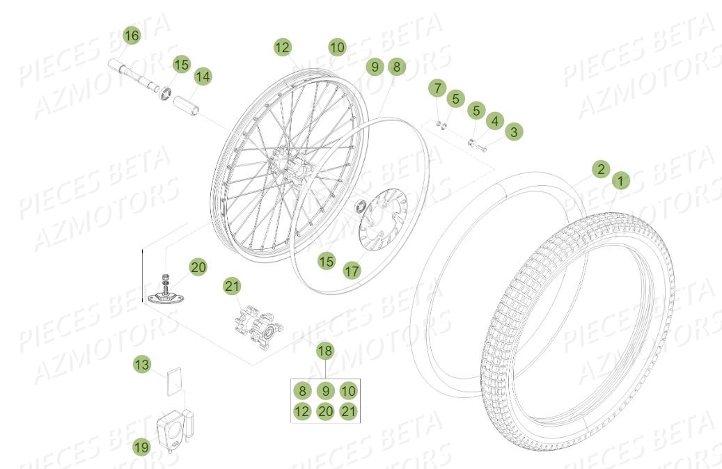 Roue Avant BETA Pièces BETA EVO 2T -250CC- FACTORY - (2015)