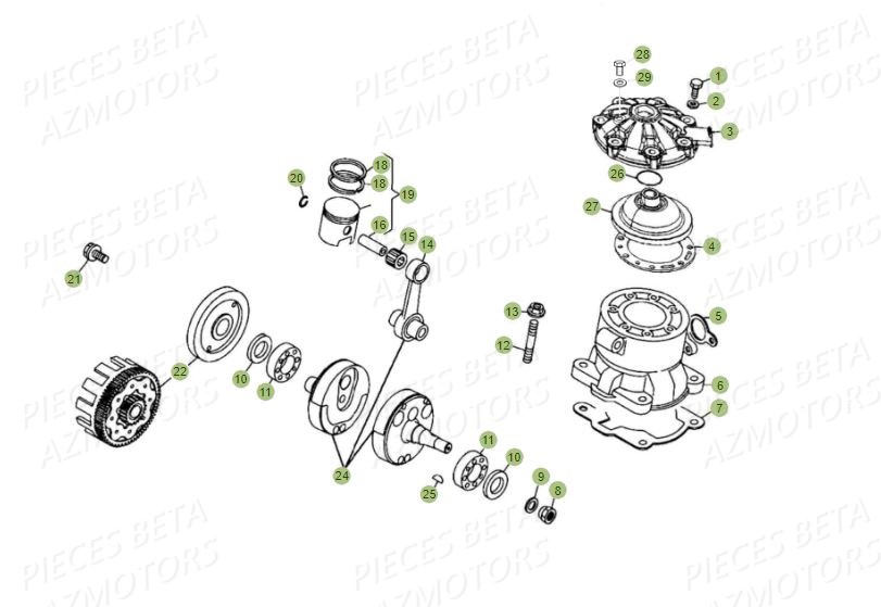 Vilebrequin Piston Cylindre BETA Pièces BETA EVO 2T -250CC- FACTORY - (2015)
