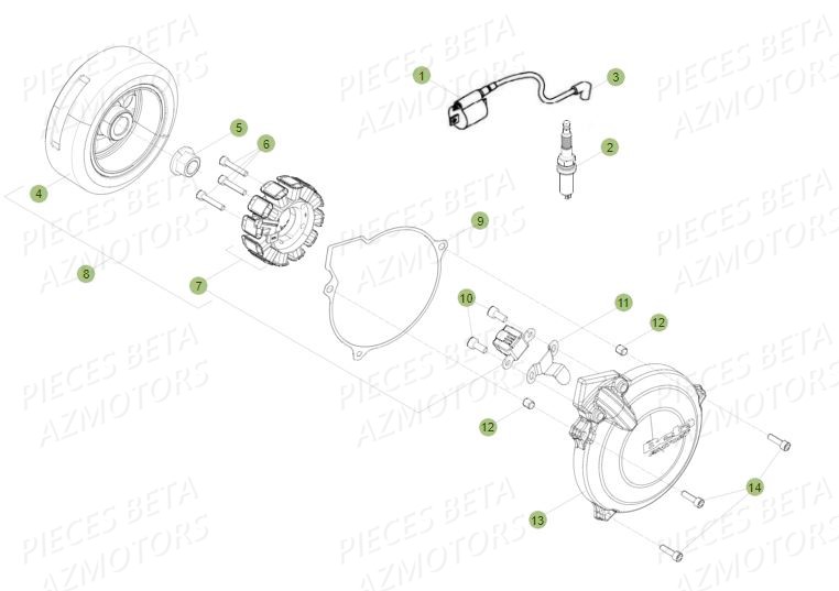 ALLUMAGE BETA Pièces BETA EVO 2T -300CC- FACTORY - (2015)
Du numero de serie ZD3T60102F0603902 AU	ZD3T60102F0603906,