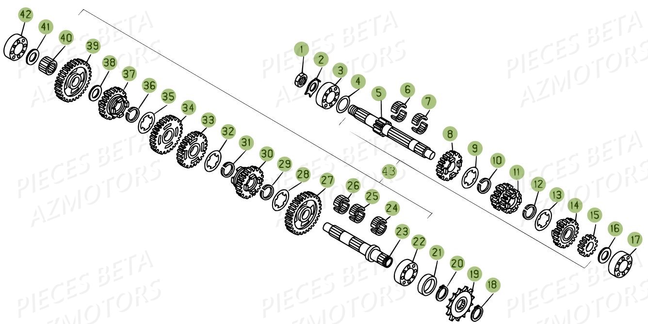 BOITE_A_VITESSES BETA Pièces BETA EVO 2T -300CC- FACTORY - (2015)
Du numero de serie ZD3T60102F0603902 AU	ZD3T60102F0603906,