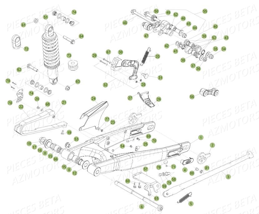 BRAS_OSCILLANT_AMORTISSEUR BETA Pièces BETA EVO 2T -300CC- FACTORY - (2015)
Du numero de serie ZD3T60102F0603902 AU	ZD3T60102F0603906,