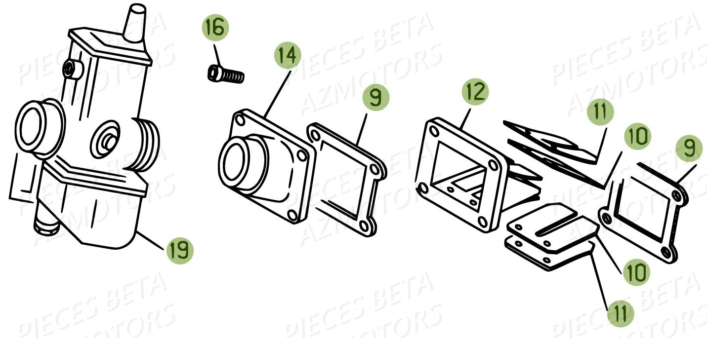 Carburateur Clapets BETA Pièces BETA EVO 2T -300CC- FACTORY - (2015)