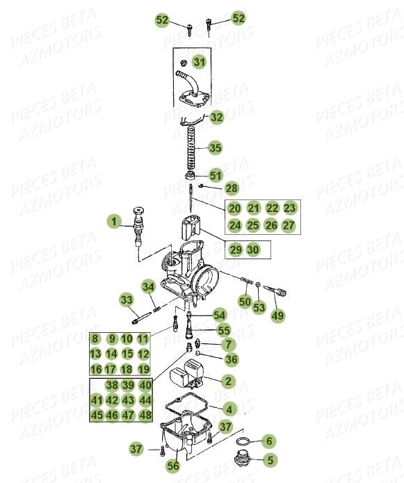 CARBURATEUR_DETAIL BETA Pièces BETA EVO 2T -300CC- FACTORY - (2015)
Du numero de serie ZD3T60102F0603902 AU	ZD3T60102F0603906,