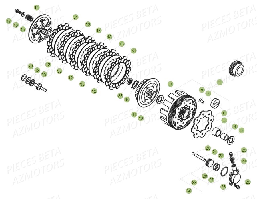 EMBRAYAGE BETA Pièces BETA EVO 2T -300CC- FACTORY - (2015)
Du numero de serie ZD3T60102F0603902 AU	ZD3T60102F0603906,