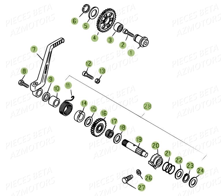 KICK_STARTER BETA Pièces BETA EVO 2T -300CC- FACTORY - (2015)
Du numero de serie ZD3T60102F0603902 AU	ZD3T60102F0603906,